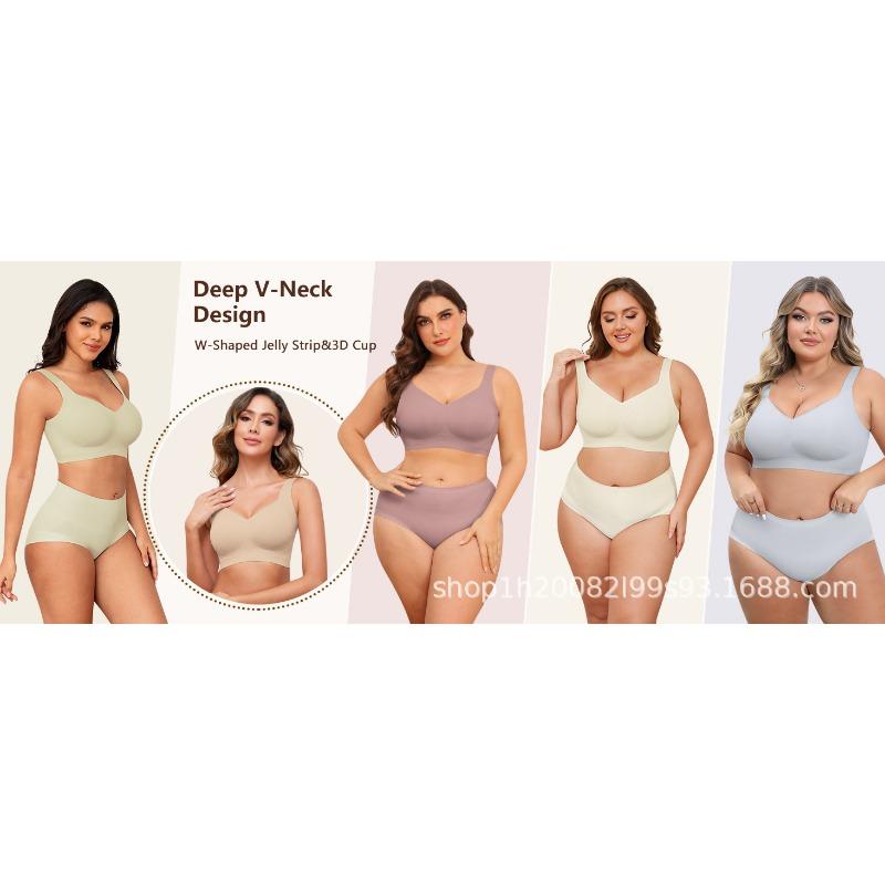 Women Plus Size Seamless Wireless Thin Full Cup Comfortable Bra