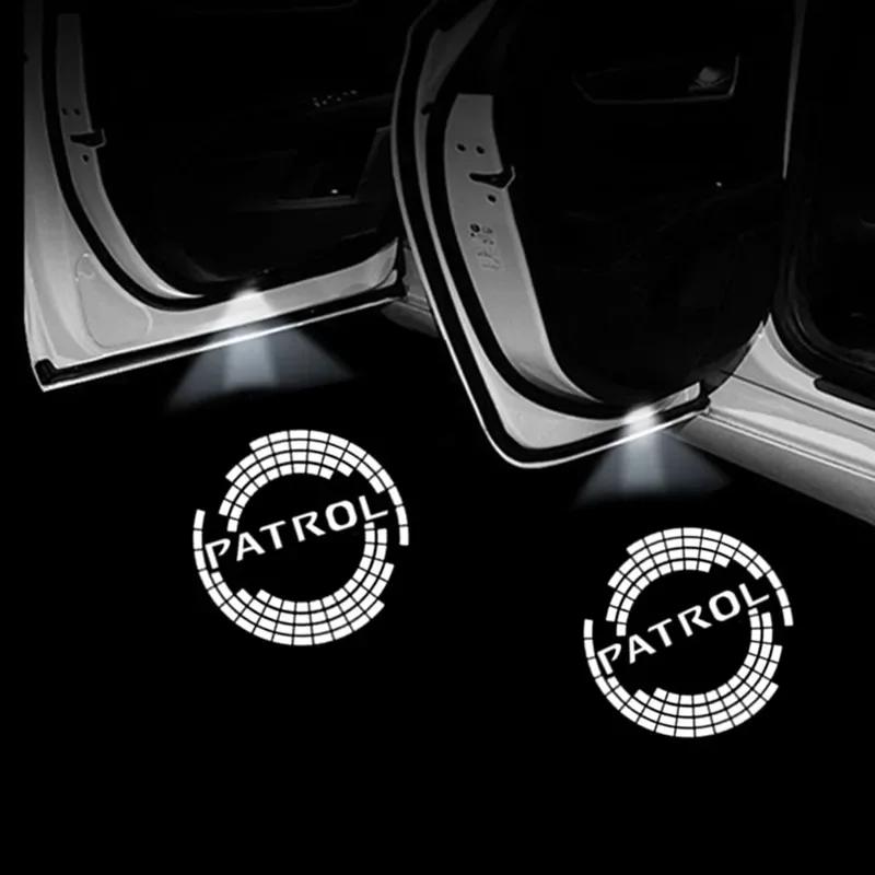 2 Pièces Lumière d'Accueil de Porte de Voiture à Logo LED Pour Patrol Y62 2010-2021 Accessoires Auto Projecteur Laser Emblème Ombre Lumière de Voiture