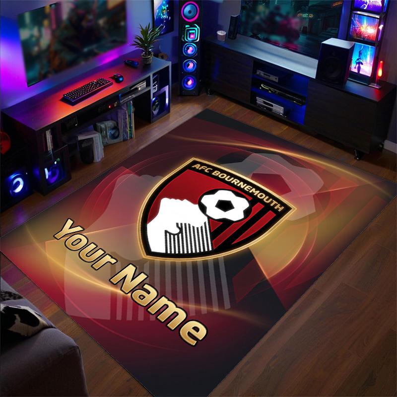 Crystal Velvet Rug Bournemouth Football Print Custom Name Text Floor Mat Home Decor
