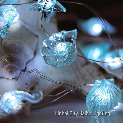 LED Ocean Series Children's Decorative String Lights: Starfish, Seashell, Seahorse, Conch Copper Wire Fasteners.