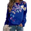 Neuer Herbst- und Winter Damen Floral Schmetterling Tierdruck Rundhals Kurz Langarm Hoodie