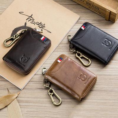 Women Men Genuine Leather Car KeyChain Card Holder Wallet Case key Organizer Bag