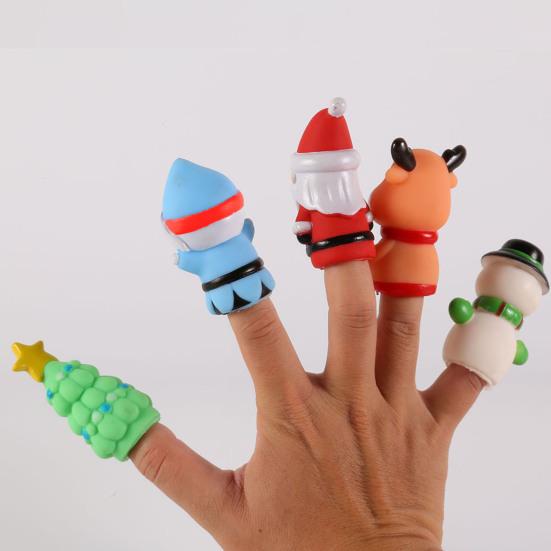 5 Teile/satz Weihnachten Finger Puppen Silikon Elch Santa Claus Schneemann Weihnachtsbaum Charakter Spielzeug Rolle-Spielen Storytelling Lernen Finger Puppet Spielzeug