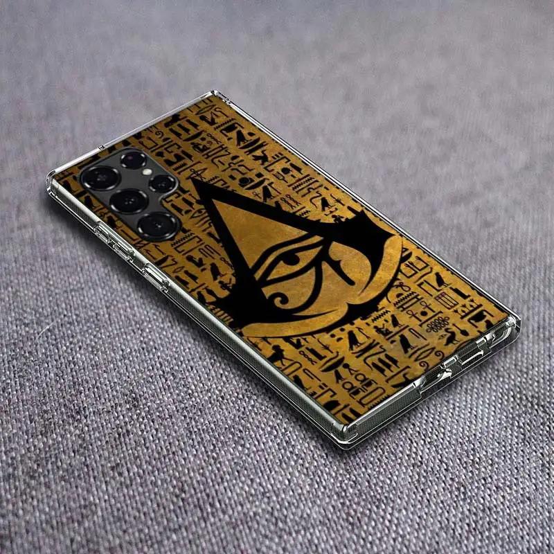 Ancient Egypt Egyptian God Horus Kemetic Heru Clear Phone Case for Samsung Galaxy S21 Plus S24 S23 S20 FE S22 S26 Ultra S25 Edge