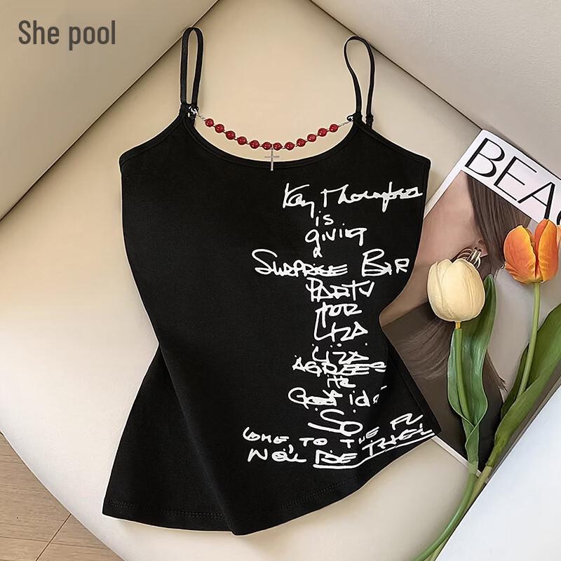 Women s Letter Print Slim Camisole ONE SIZE