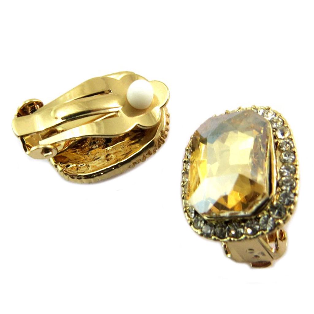 Les Trésors De Lily [P4980] - Golden Amber 'Sissi' Designer Clips - 18x15 Mm