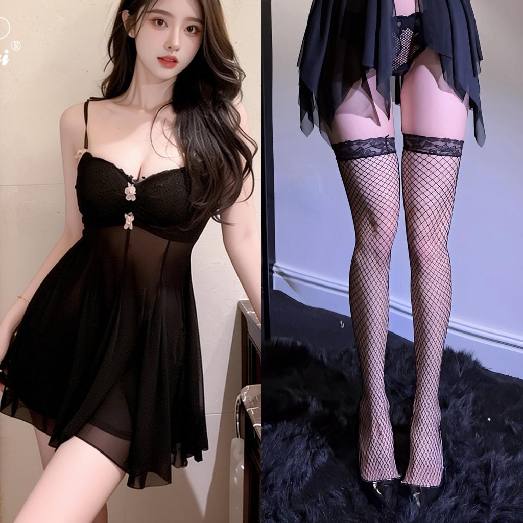 Sexy mesh passion erotic underwear small breasts show big pure desire perspective temptation suspender nightdress flirting erotic underwear