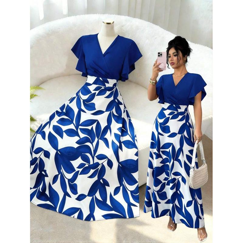Europe, America 2026 summer new exquisite elegant design flying sleeves slim long dress women