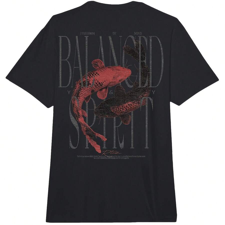 

Y2K Vintage Graffiti Nishikigoi Fish Back Print Koi Carp Adult Heavyweight T-Shirt All Seasons,220g 5XL різнокольоровий