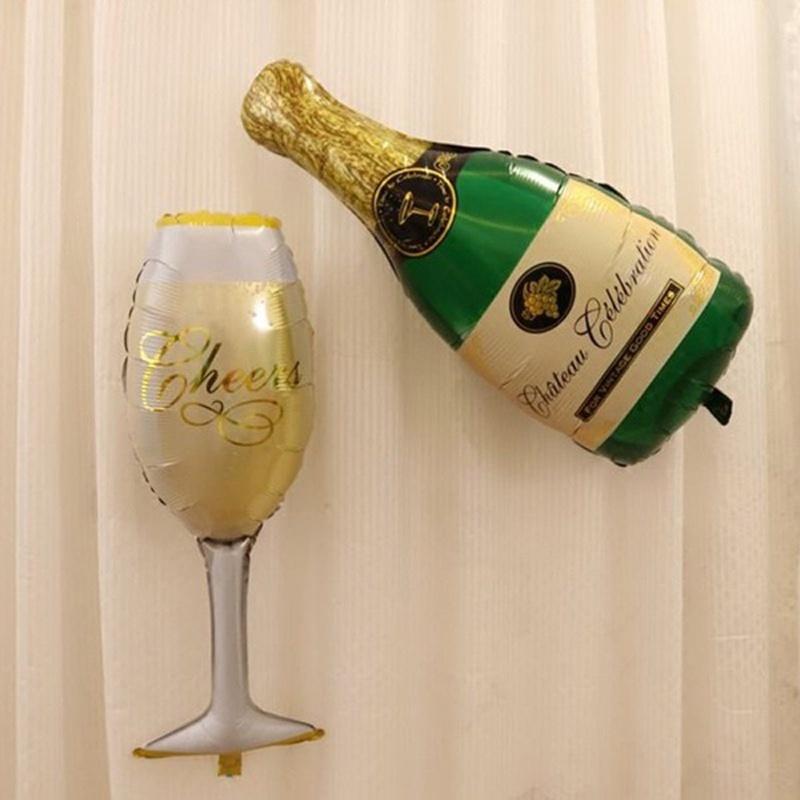 Foil 2pcs Large Champagne Balloons Wedding Anniversary Wine Bottle And Cup Ball