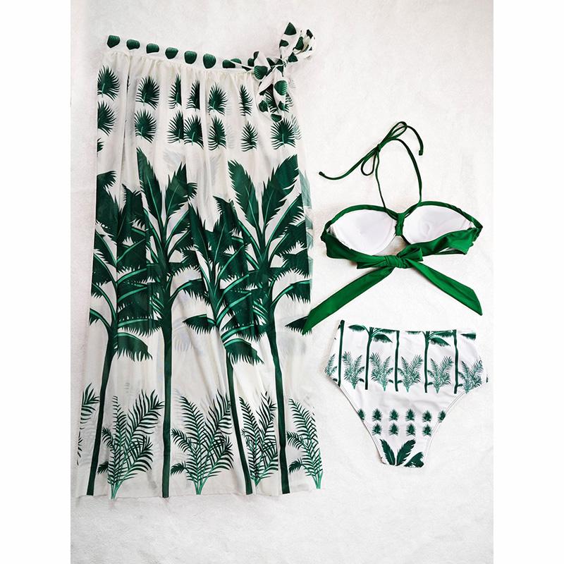 Bikini Sets 3-teilig Sexy Badeanzüge Cover Up Damen Urlaubsbademode Hochgeschnittenes Bademädchen Strandbekleidung