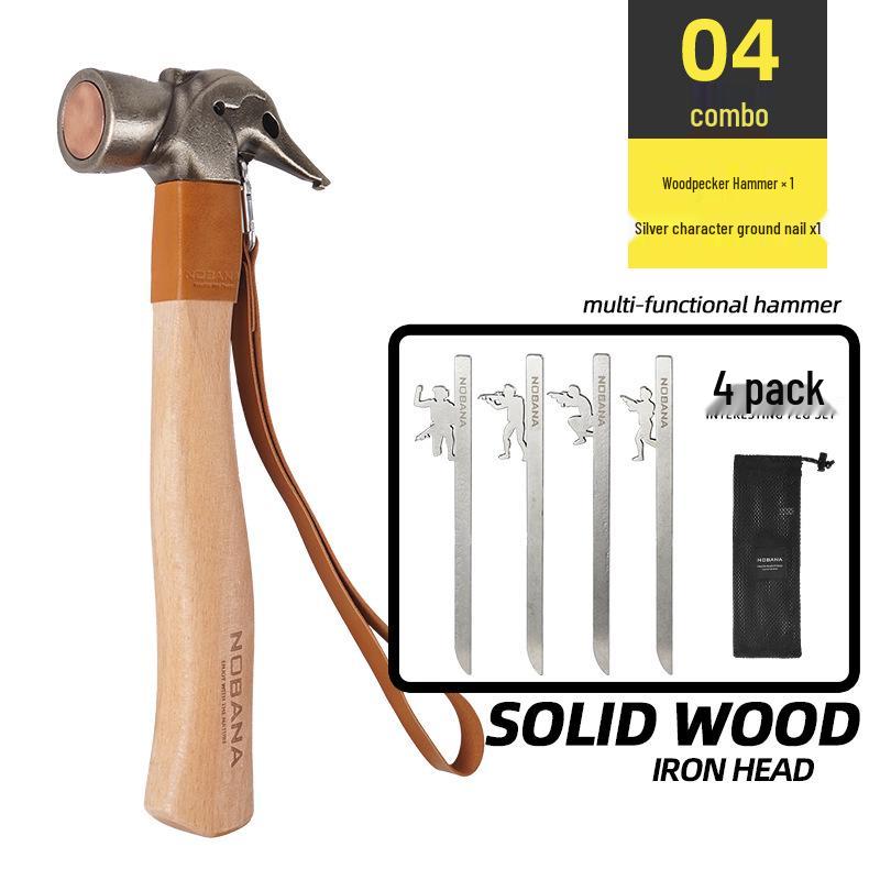 Multi-Function Outdoor Camping Hammer: Stainless Steel & Brass Woodpecker Design for Tent Canopy Nails
