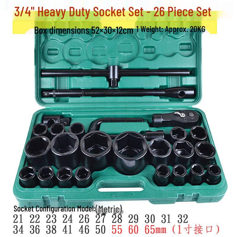 Rongyu 26-Piece 3/4 Heavy-Duty Pneumatic Socket Set