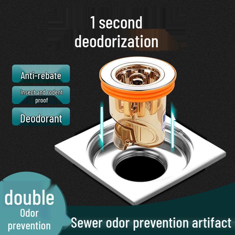 Universal Anti-Odor Floor Drain Core: Anti-Backflow, Anti-Clogging, Insect-Proof, Quick Drainage for Toilets & Bathrooms.