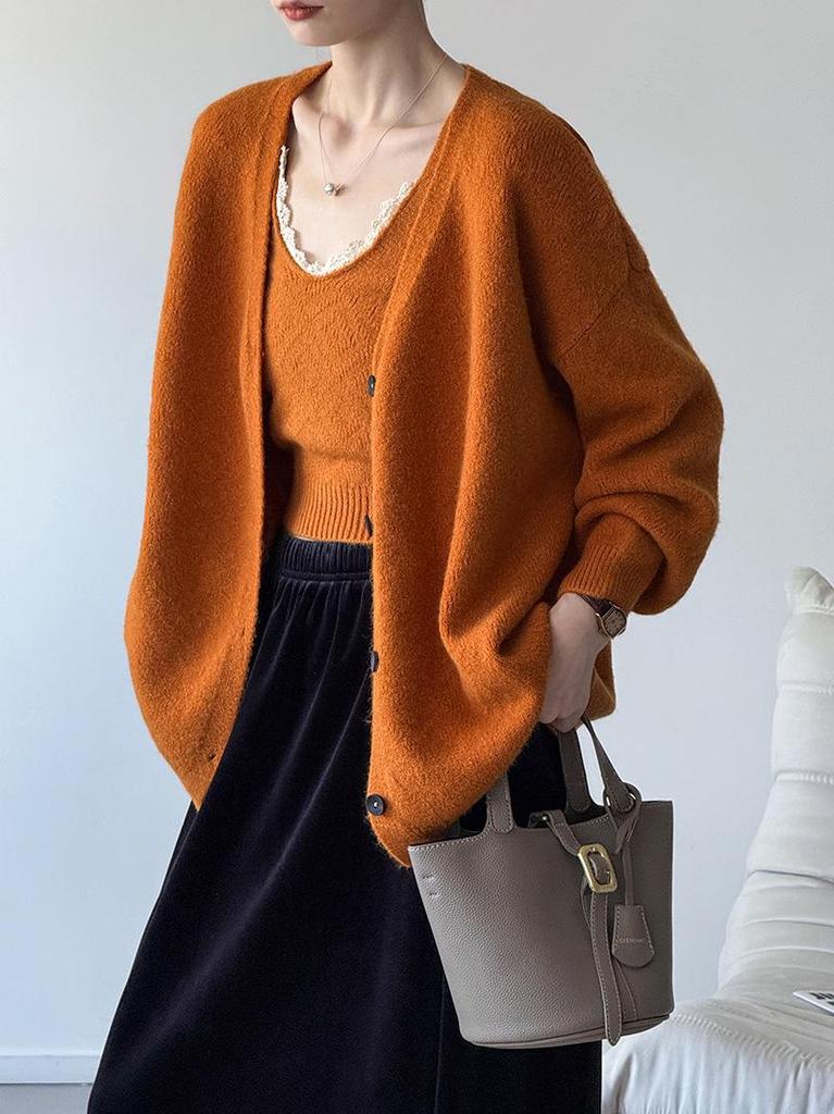 Juzhi Women's High Neck Loose Knit Pullover Sweater for Autumn/Winter - Long Sleeve, High-End Feel