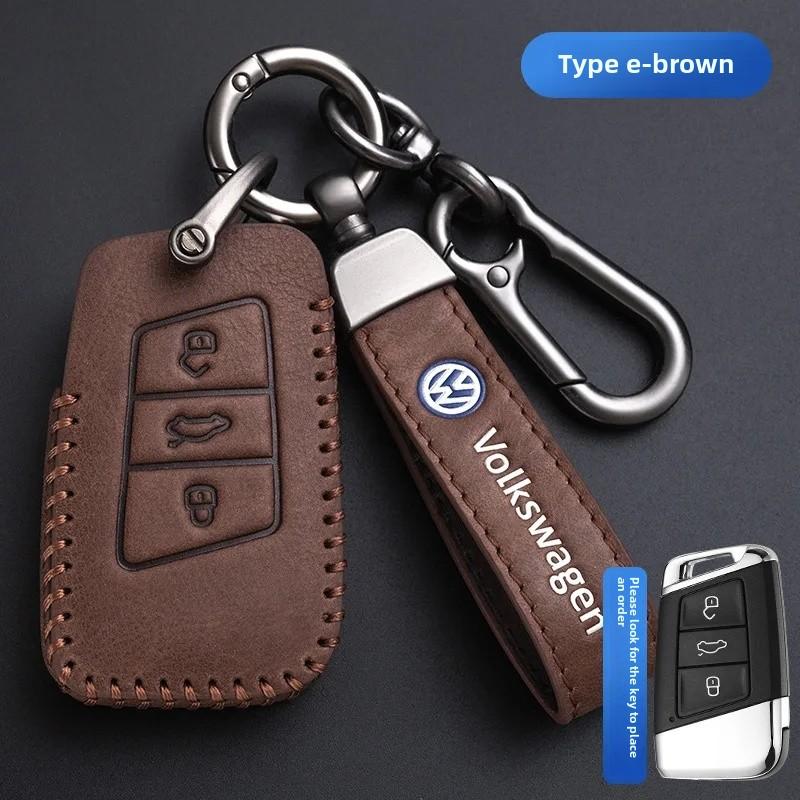 For VOLKSWAGEN VW Polo Golf 7/8 Genuine Leather Key Cover Fast Thrill Tour Guide Lingdu Exploration Vehicle Car Key Case High Qu