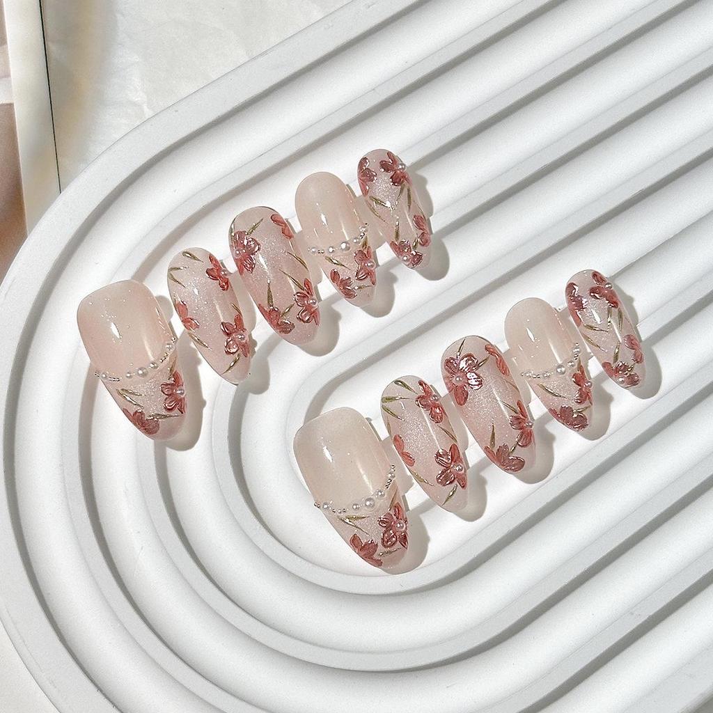 Handmade Wearable Nail Art: Medium-Long Oval High-End Whitening False Nails