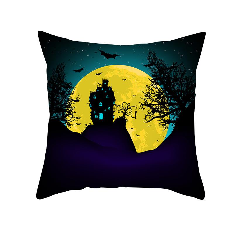 Halloween Pillow Case Cartoon Pumpkin Head Castle Peach Velvet Cushion Home Furnishings