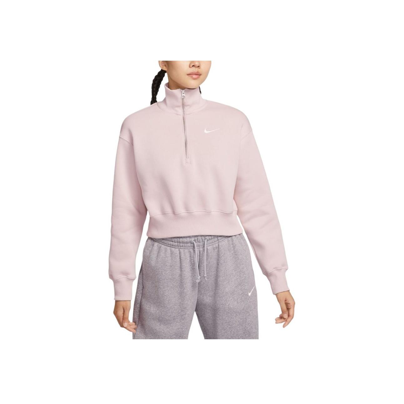 Nike Phnx Flc Qz Crop Pullover Long Sleeve Sweatshirt Women Sweatshirt DQ5768-667 L