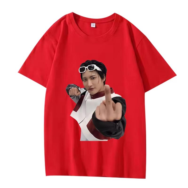 Seonghwa Ukazující Prostředníček Meme Klasické Tričko Ateez Pánské Dámské Módní Street Bavlna Vtipné Krátký Rukáv Léto Potisk Unisex Top