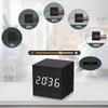 Wooden Electronic Desktop Clock with Temperature LED Bedside Clock USB/Battery Powered Bedroom Table Clock for Home Decoration