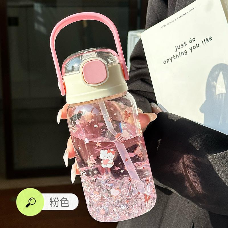 Summer New Plastic Cup Cartoon Double Drinking Cup High Value Men's and Women's Portable Children's Straw Cup