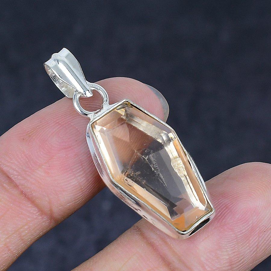Natural Morganite Gemstone 925 Sterling Silver Jewelry Pendant 1.58" u6N47