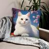 1pc Pillowcase, Modern White Cat Pillowcase, Soft and Smooth Polyester Short Plush Fabric, Single-Sided Printed Pattern, 45cm*45cm, Machine Washable, 