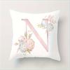 Abc Letter Floral Alphabet Decorative Pillow Cover Indoor Outdoor Party Farmhouse Home Decor Peach Skin Monogram Aesthetic Art