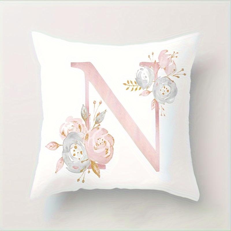 Abc Letter Floral Alphabet Decorative Pillow Cover Indoor Outdoor Party Farmhouse Home Decor Peach Skin Monogram Aesthetic Art