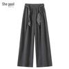 Shechi Women's Elastic Waist Draped Wide-Leg Casual Pants