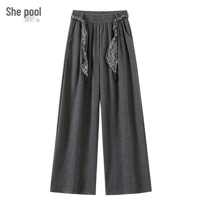 Shechi Women's Elastic Waist Draped Wide-Leg Casual Pants