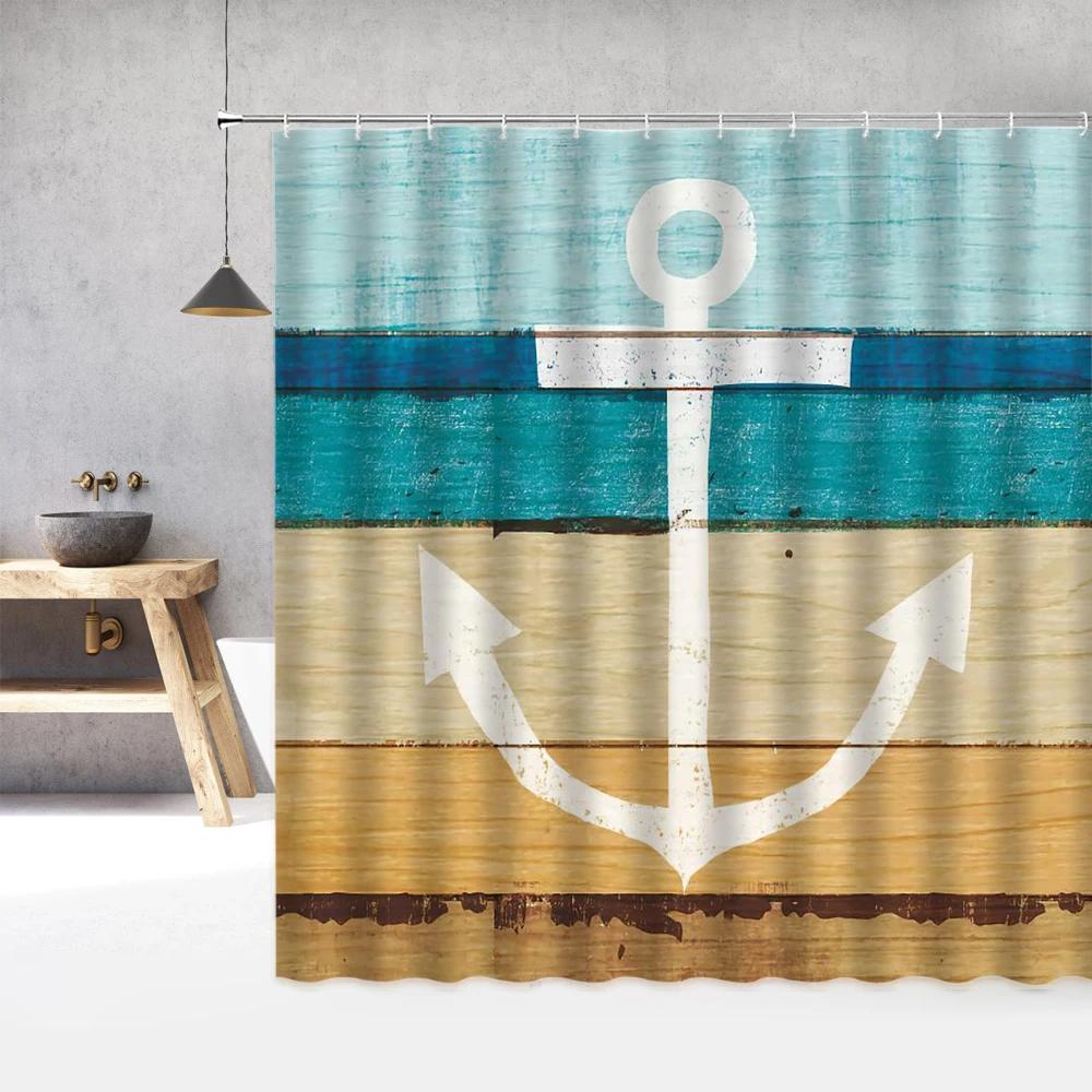 Nautical Sailboat Sea Beach Shower Curtain 3d Bathroom Curtains Print Waterproof With Hooks Bath Shower Curtain Washable Cloth