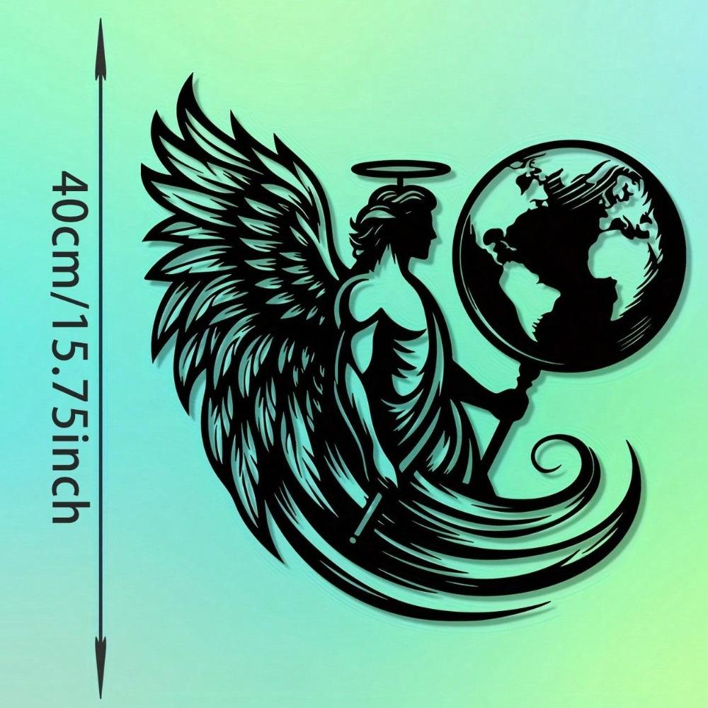 

Heavy Duty Wrought Iron Angel Wall Sculpture Rust Resistant Outdoor Indoor Garden Yard Home Decor Statue