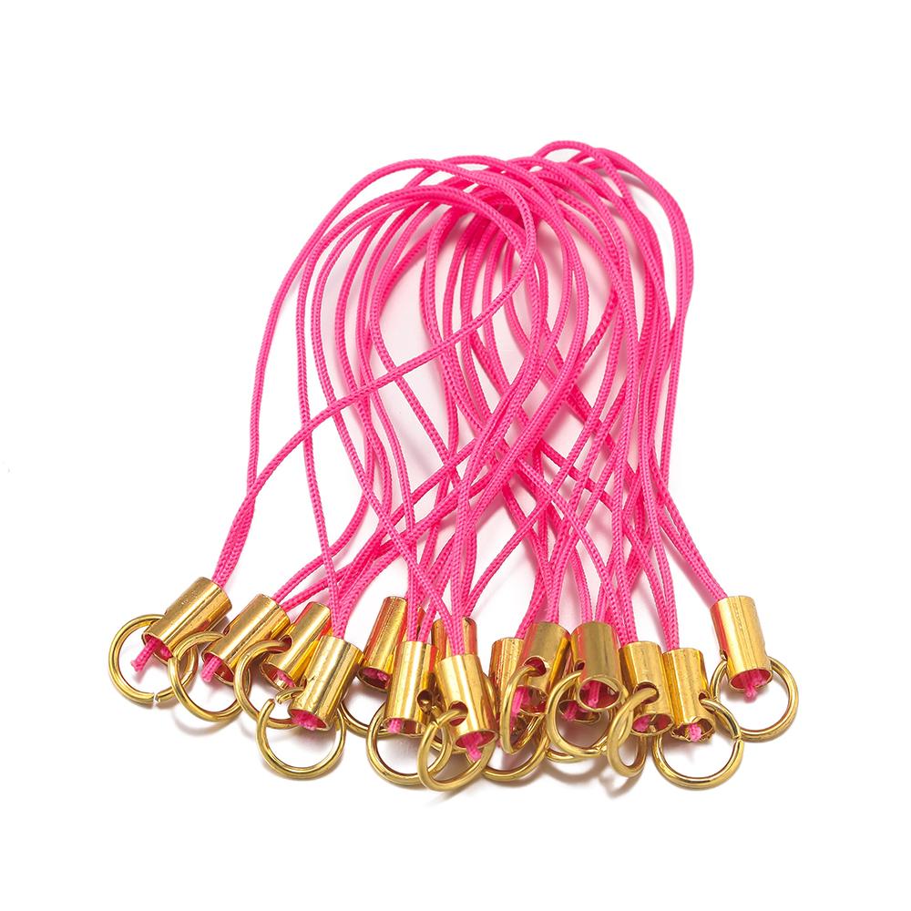 

20/50pcs Polyester Colorful Strap Charm Cords With Connecting Ring for Keychains Phone Lanyard Keychain Durable Jewelry Cords 20pcs рожевий червоний колір