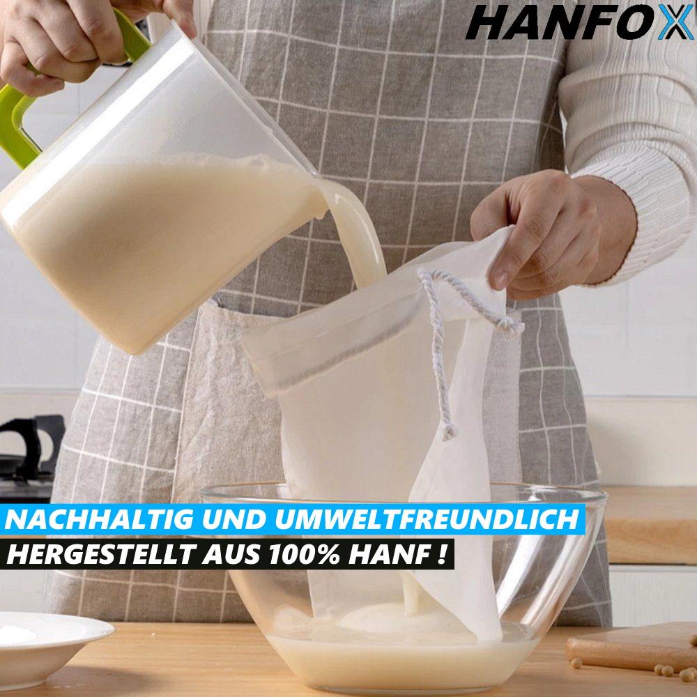 HANFOX Hemp Nut Milk Bag Strainer Cloth Cheesecloth Filter Cloth [Set of 2]