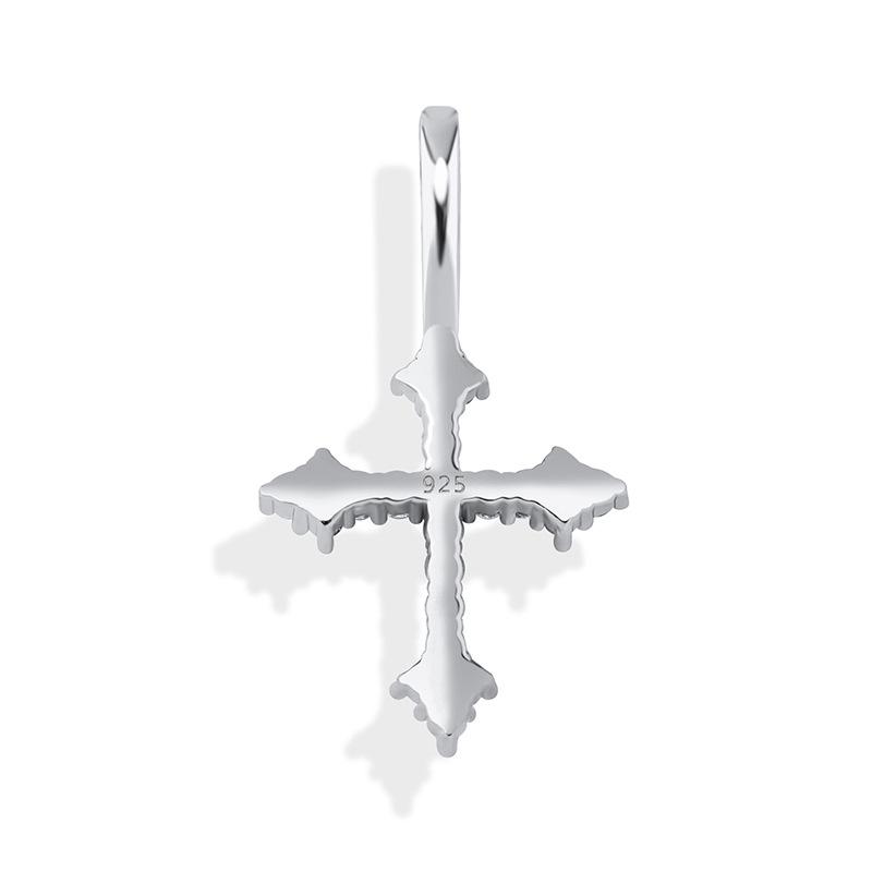 Trendy 925 Silver Cross Zircon Pendant Necklace - European & American Hip-hop Style