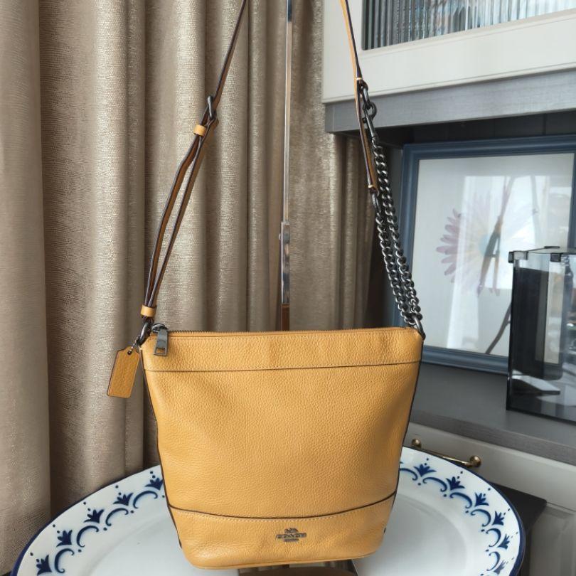 [Pre-Owned] Ginger Yellow Leather Saddle Crossbody Bag - Excellent #VDM2HJ ONE SIZE