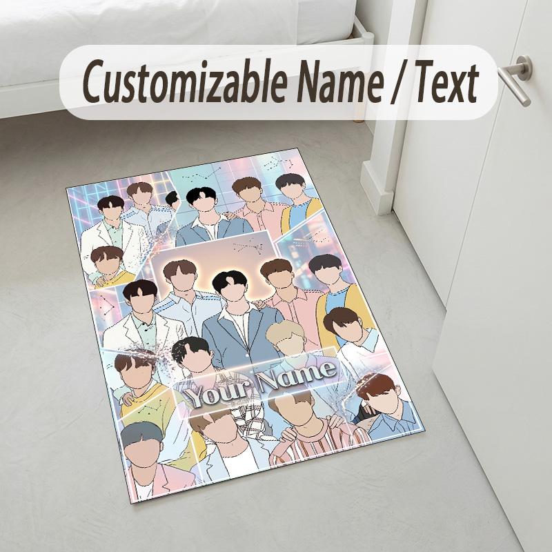 Personalized Crystal Velvet Carpet,SEVENTEEN Custom Printed Name, Plush Area Rug For Home Indoor Decor