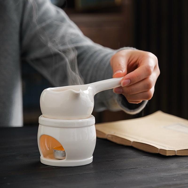 Ceramic Double Boiler Incense & Essential Oil Burner: Modern Minimalist Design for Indoor Aromatherapy, Air Purification & Odor Removal.