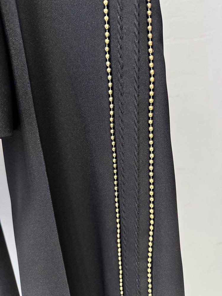 Spot 2026 Celebrity Temperament Slim Fit Two-Piece Suit with Copper Chain and Beaded Long Pants