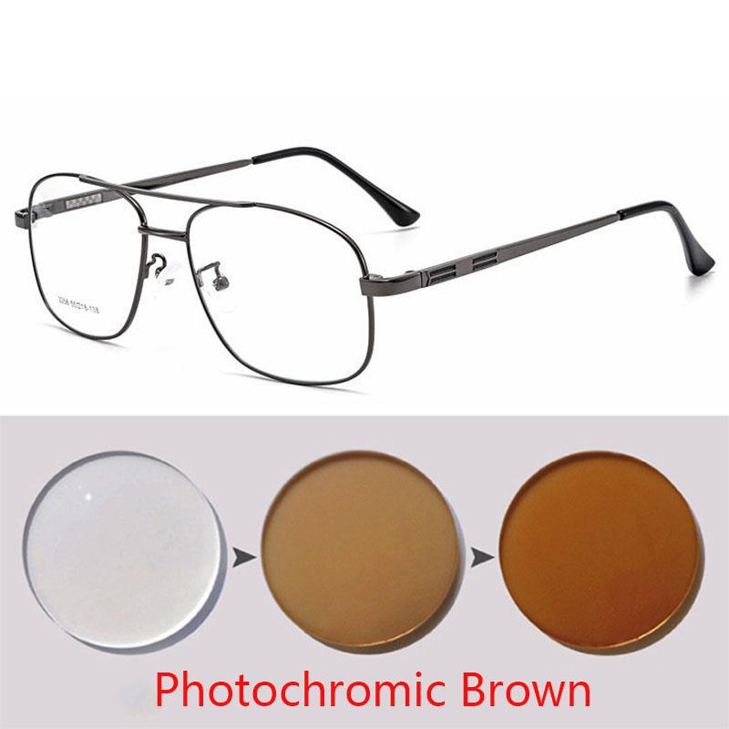 Legierungsbrille Herren groß Quadratisch Myopie Rezeptbrille Damen Metall Voll Optische Brille 2256 SPH 0 -0.5 -0.75 -1.0 BIS -6.0