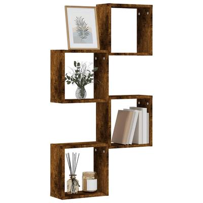 Wall Shelves Cube 4 Pcs. Smoked Oak 30X15X30 Cm
