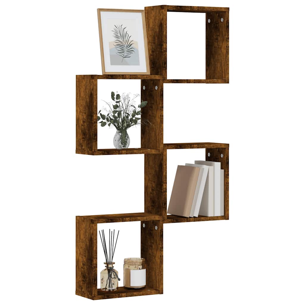 Cube Shelves (4 pcs) Smoked Oak 30 x 15 x 30 cm