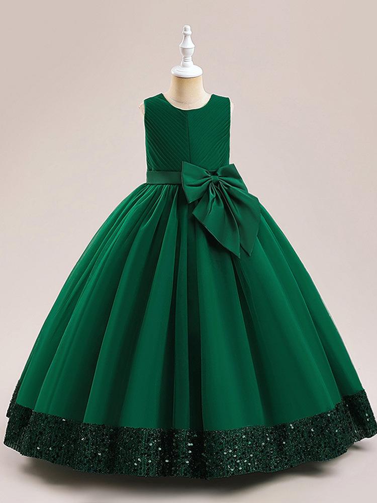 Girls' Formal Sequin Mesh Flower Princess Dress for Big Kids