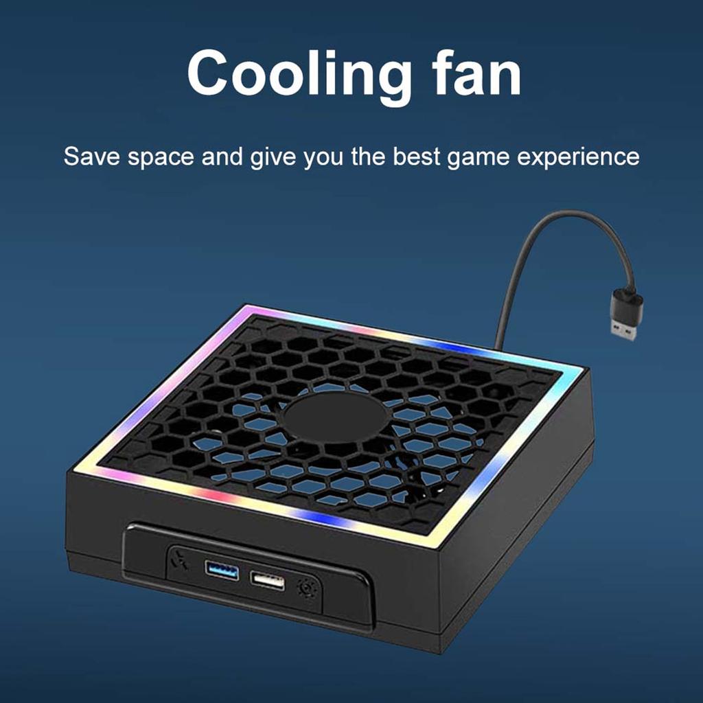 Cooling Fan for XB Series X with RGB Light Strip, 3 Levels Adjustable Console Cooler 1600/1800/2000rpm with USB Port