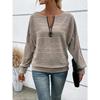 Women's Casual Solid Color Long Sleeve Zip Pullover Top (Autumn/Winter 2025)