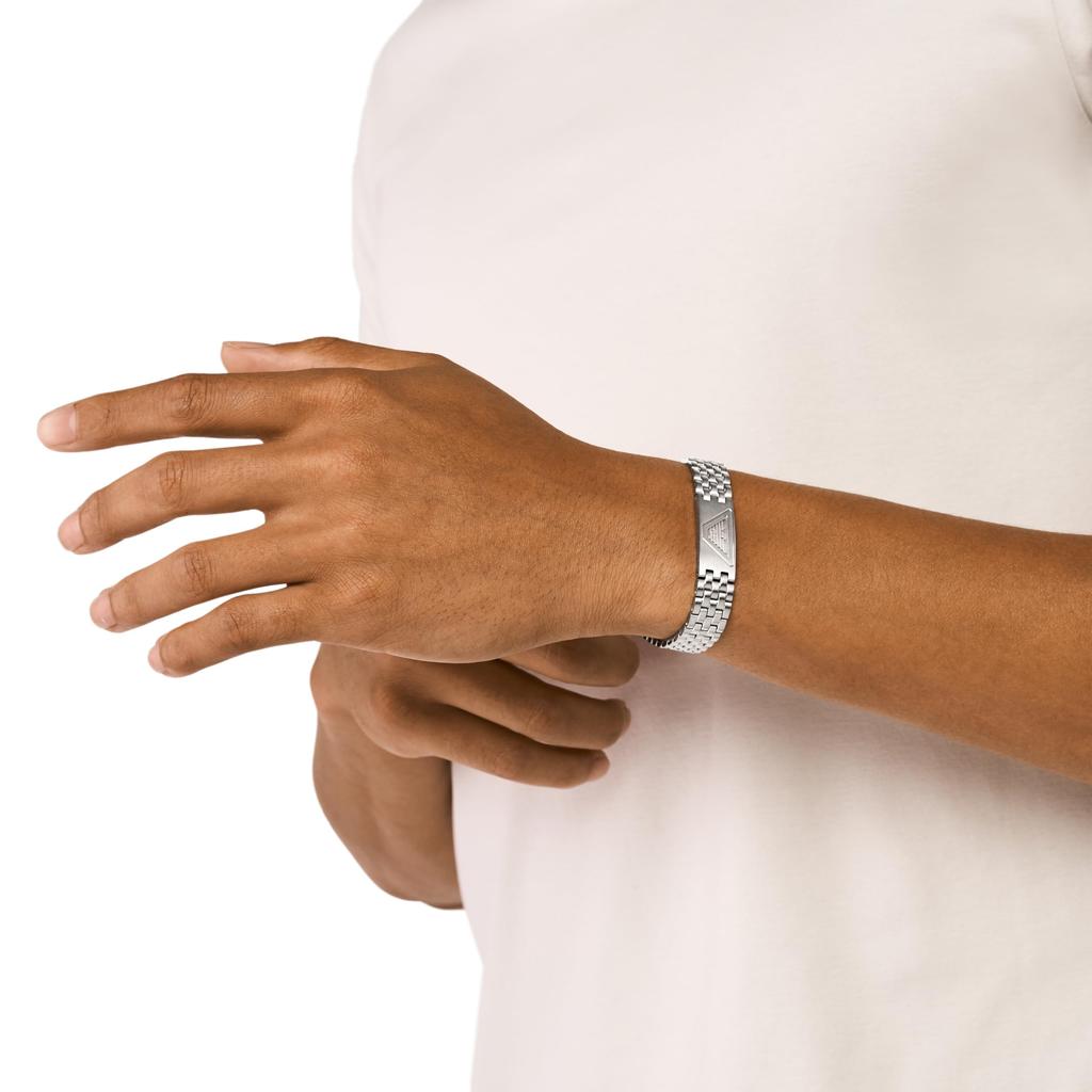 Emporio Armani Stainless Steel ID Bracelet One Stainless No Jewels Men's (Model EGS3126040), Size, Steel,