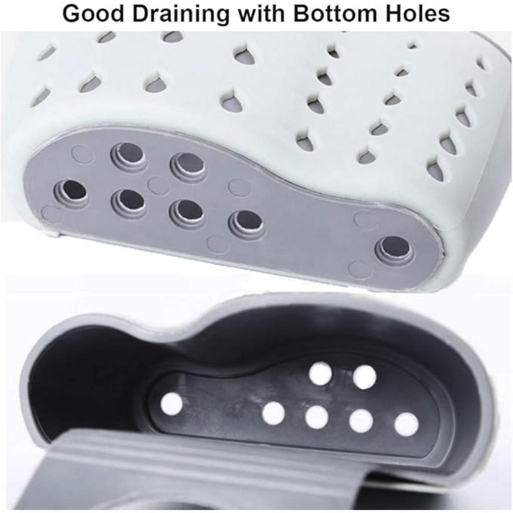 Küchenspüle Caddy Schwammhalter Silikon-Kunststoff Seifenhalter Hängender verstellbarer Riemen Wasserhahn Caddy mit Abflusslöchern zum Trocknen