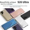 Busin Plating Mirror Smart View Sle Leather Flip Phone Case For Samsung S26 Ultra S25 S24 S23 Plus FE Anti-fall Protection Cover
